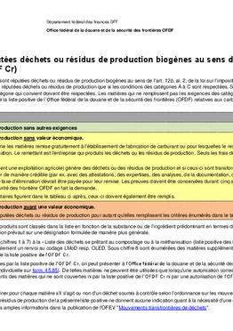 Liste des matières réputées déchets ou résidus de production biogènes au sens de la Limpmin (liste positive de la DGD)