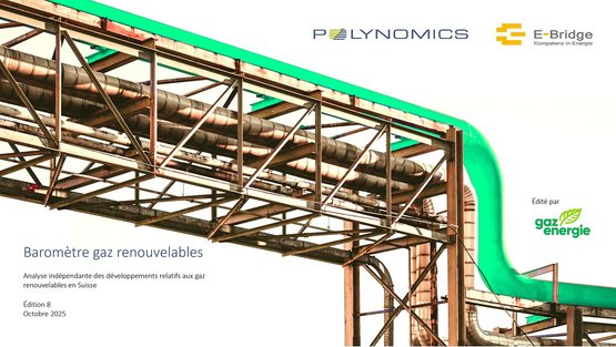 Baromètre gaz renouvelables - Édition 8 - Octobre 2025 | Analyse indépendante des dévelopements relatifs aux gaz renouvelables en Suisse