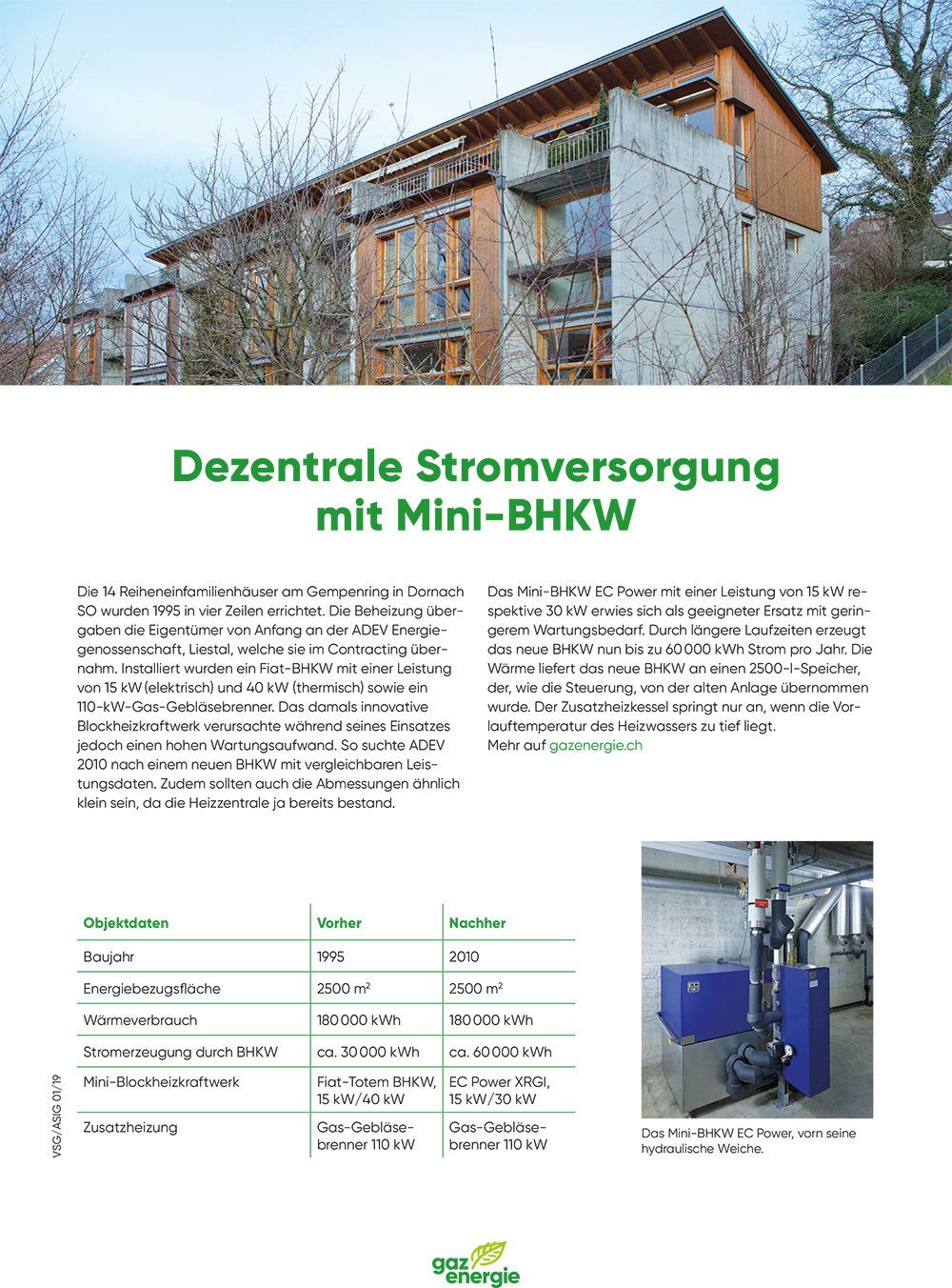 Referenzobjekt 15 - Dornach: Dezentrale Stromversorgung mit Mini-BHKW