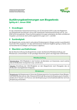 Ausführungsbestimmungen Biogasfonds